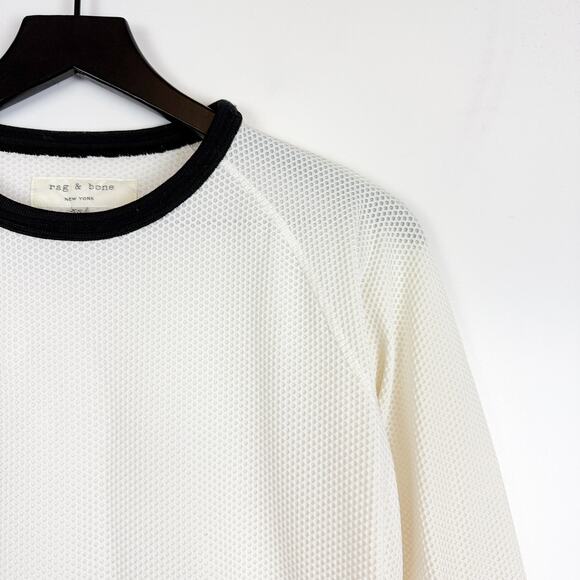 Rag & Bone Womens White Black Woven Sweatshirt Raglan - Size XS - Picture 2 of 10